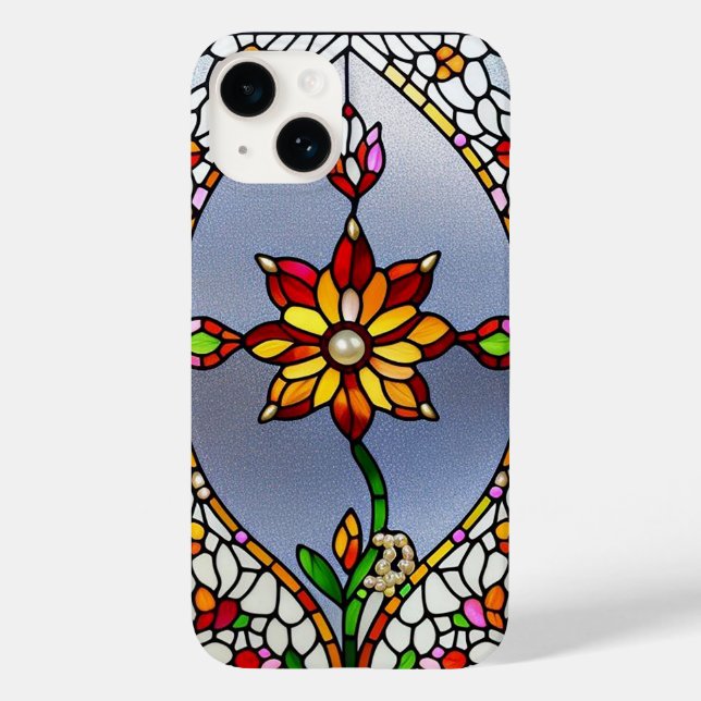 Colourful Stained Glass Floral Design Case-Mate iPhone Case (Back)