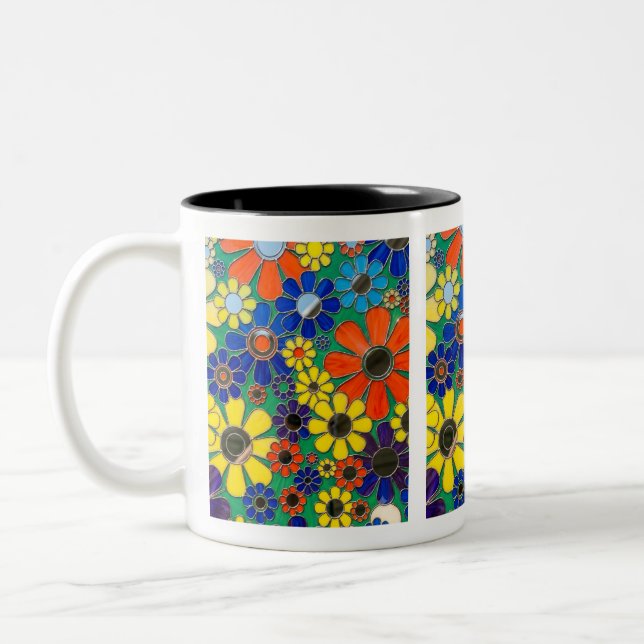 Colourful Stained Glass Floral Mug (Left)