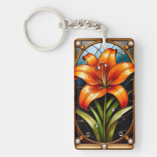 Colourful Stained Glass Flower Key Ring