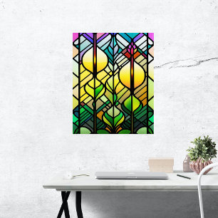 Colourful Stained Glass Illustration Poster