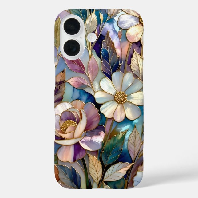 Colourful Stained Glass iPhone Case Purple Flower (Back)
