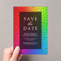 Colourful Stained Glass Look Wedding Save the Date