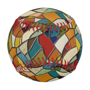 Colourful Stained Glass Mosaic Abstraction Baseball