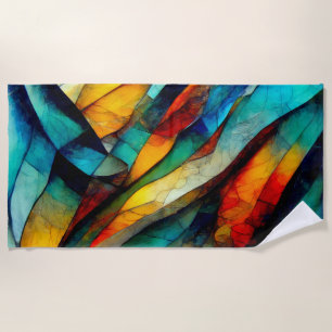 Colourful Stained Glass Mosaic Abstraction Beach Towel