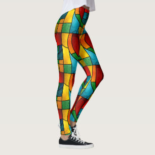 Colourful Stained Glass Mosaic Abstraction Leggings