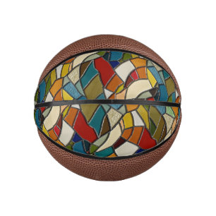Colourful Stained Glass Mosaic Abstraction Mini Basketball