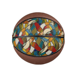 Colourful Stained Glass Mosaic Abstraction Mini Basketball