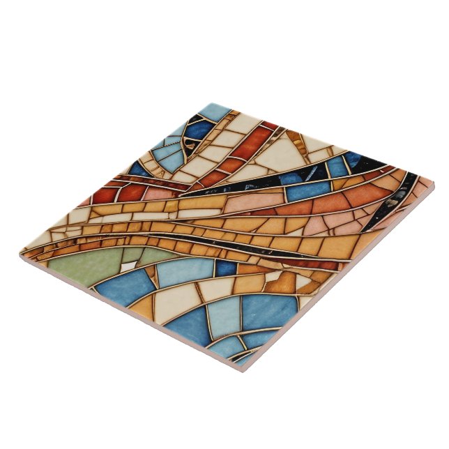 Colourful Stained Glass Mosaic Abstraction Tile (Side)