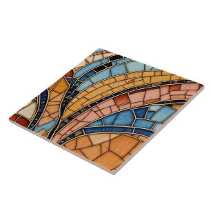 Colourful Stained Glass Mosaic Abstraction Tile