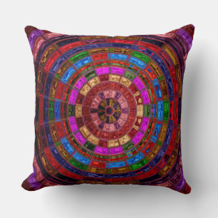 Colourful Stained Glass Mosaic Pattern Cushion