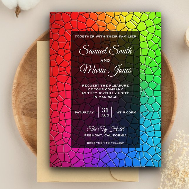 Colourful Stained Glass Mosaic Wedding Invitation (Creator Uploaded)
