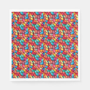 Colourful Stained Glass Pattern background Napkin