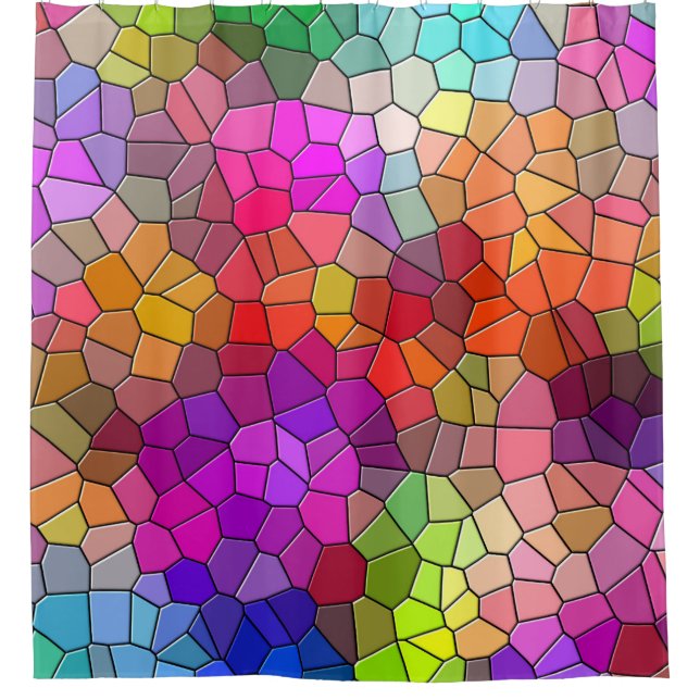 Colourful Stained Glass Pattern Shower Curtain (Front)