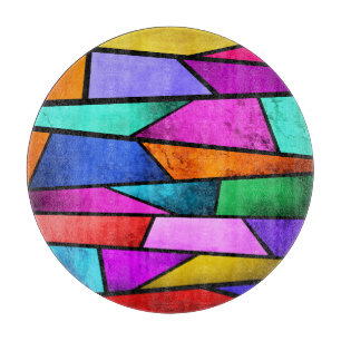 Colourful Stained Glass Purple Blue Cutting Board