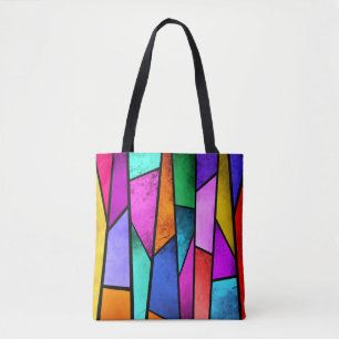 Colourful Stained Glass Purple Blue Teal Pink Tote Bag