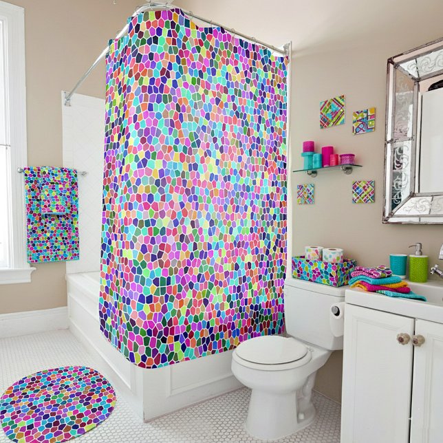 Colourful stained glass shower curtain (Creator Uploaded)