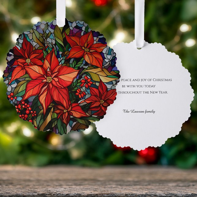 Colourful Stained Glass Style Poinsettias & Holly Tree Decoration Card (Creator Uploaded)