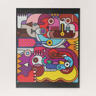 Colourful Stained Glass Two Women and a Wine Bottl Jigsaw Puzzle