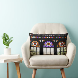Colourful Stained Glass Window Lumbar Cushion