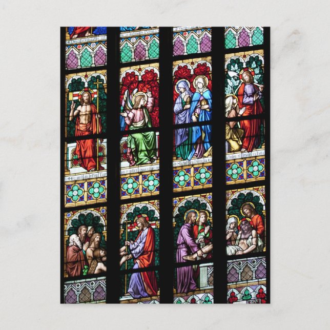 Colourful Stained Glass Window Postcard (Front)