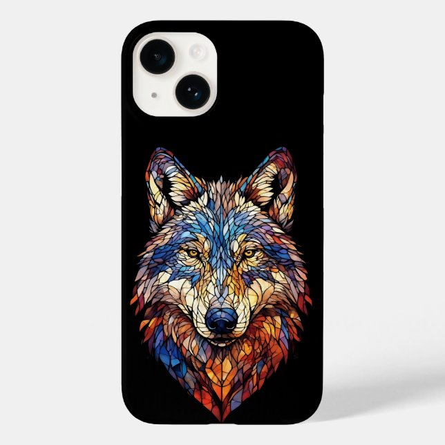 Colourful Stained Glass Wolf Head Case-Mate iPhone Case (Back)