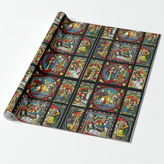 Colourful Stained Glass Wrapping Paper (Unrolled)