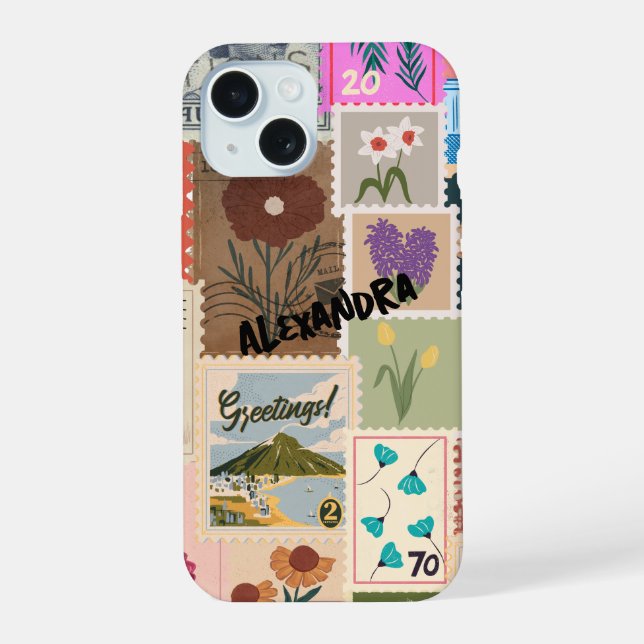 Colourful Stamp Collage Phone Case (Back)