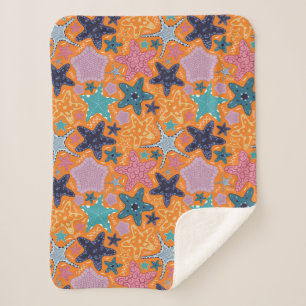 Colourful Star fishes Sherpa Blanket