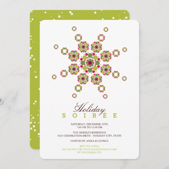 Colourful Star Ornament Modern Holiday Party Invit Invitation (Front/Back)