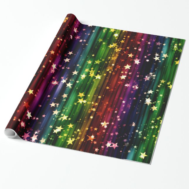 Colourful Star Sequence Wrapping Paper (Unrolled)