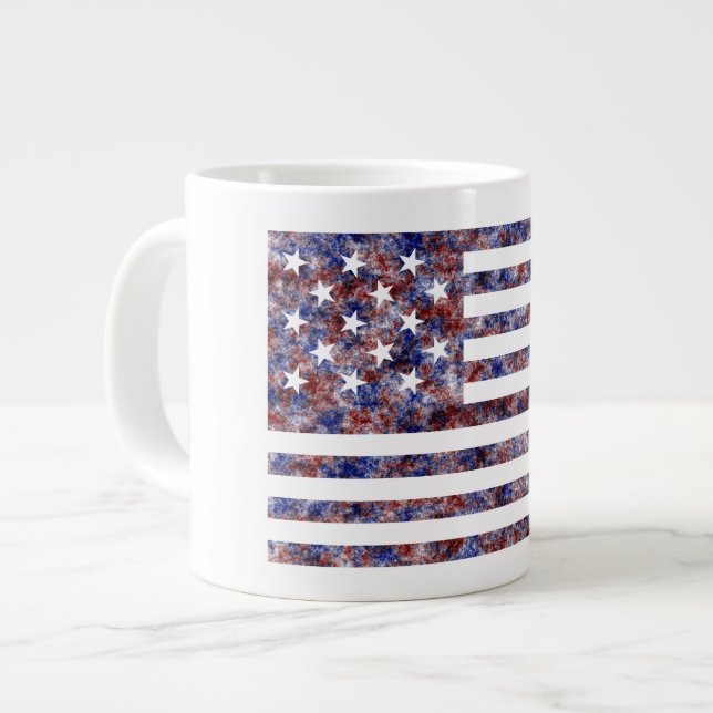 Colourful Star-Spangled Banner America Flag Large Coffee Mug (Front Left)