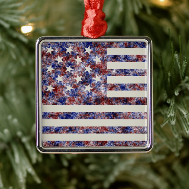Colourful Star-Spangled Banner America Flag Metal Tree Decoration (Tree)