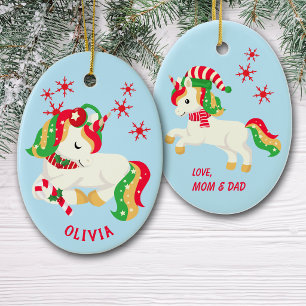 Colourful Star Unicorn Kids Christmas Ceramic Tree Decoration