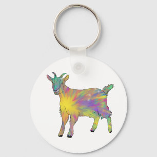 Colourful Starburst Art Goat Funny Animal design Key Ring