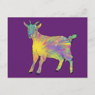 Colourful Starburst Art Goat Funny Animal design Postcard