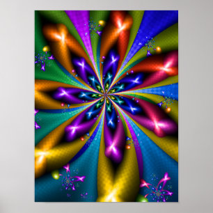 Colourful Starburst Fractal Poster