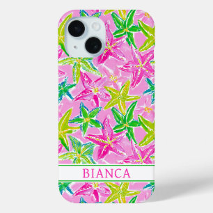 Colourful Starfish Monogrammed iPhone 15 Case