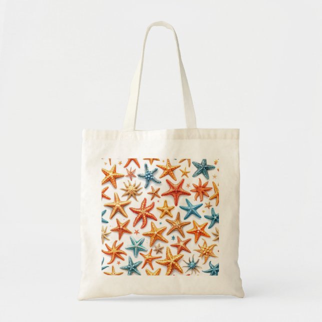 Colourful Starfish Ocean Pattern Tote Bag (Front)