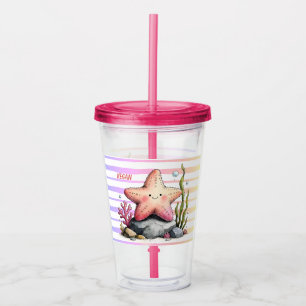 Colourful Starfish Ocean-Themed Acrylic Tumbler