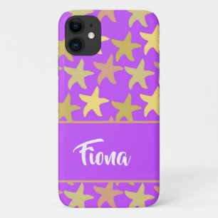 Colourful starfish on purple Case-Mate iPhone case