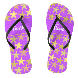 Colourful starfish on purple jandals