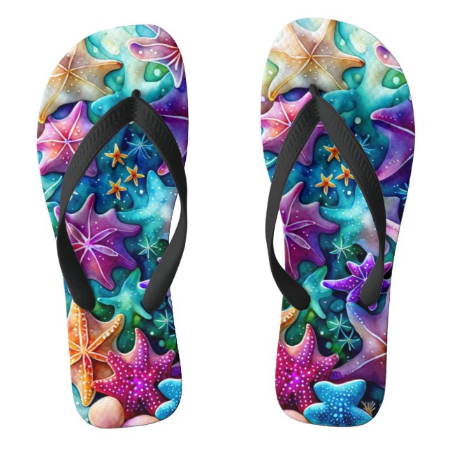 Colourful Starfish Pair of Flip Flops (Footbed)