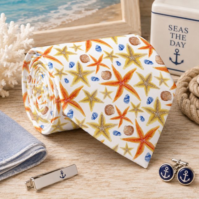 Colourful Starfish Seamless Pattern Tie (Creator Uploaded)