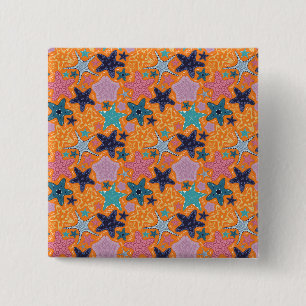 Colourful Starfishes 15 Cm Square Badge