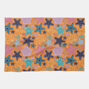 Colourful Starfishes Tea Towel