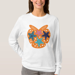 Colourful Starfishes with orange colour backgroun T-Shirt