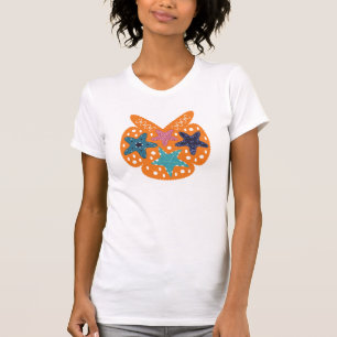 Colourful Starfishes with orange colour background T-Shirt