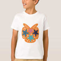 Colourful Starfishes with orange colour background