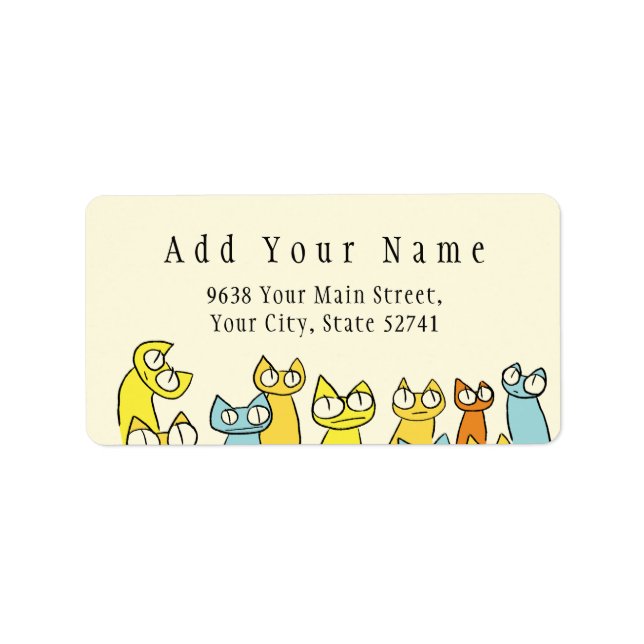 Colourful Staring lot Cats Label (Front)