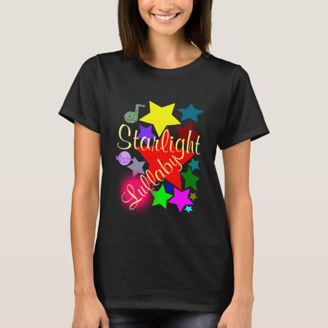 Colourful Starlight Lullaby Black T-Shirt (Front)